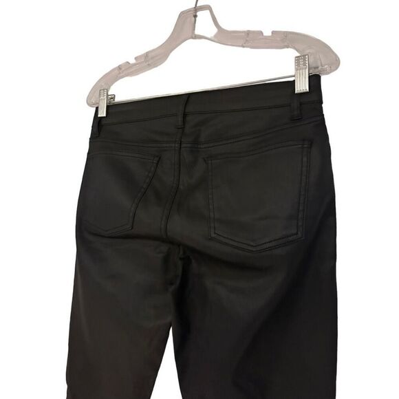 Eileen Fisher Black Waxed Faux Leather Denim Jeans Pants Size 4 Minimalist - Picture 7 of 13
